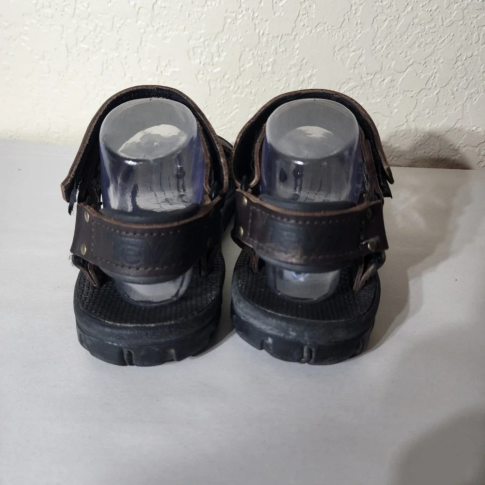 Teva Mens Leather Strap Sandals Brown Adjustable Utility Sport Sandals Size 10W